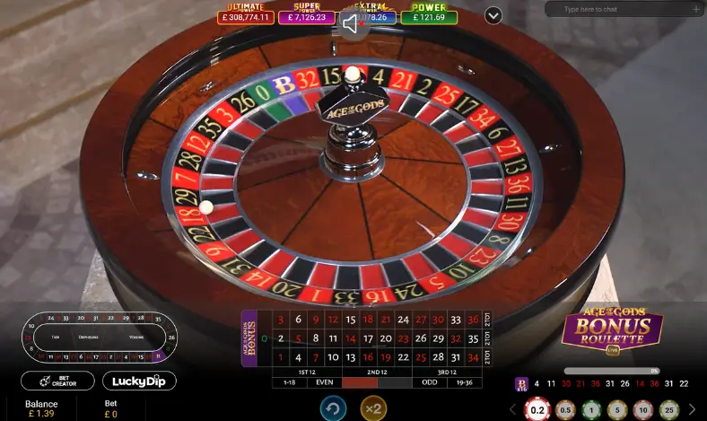 ruleta en vivo age of the gods