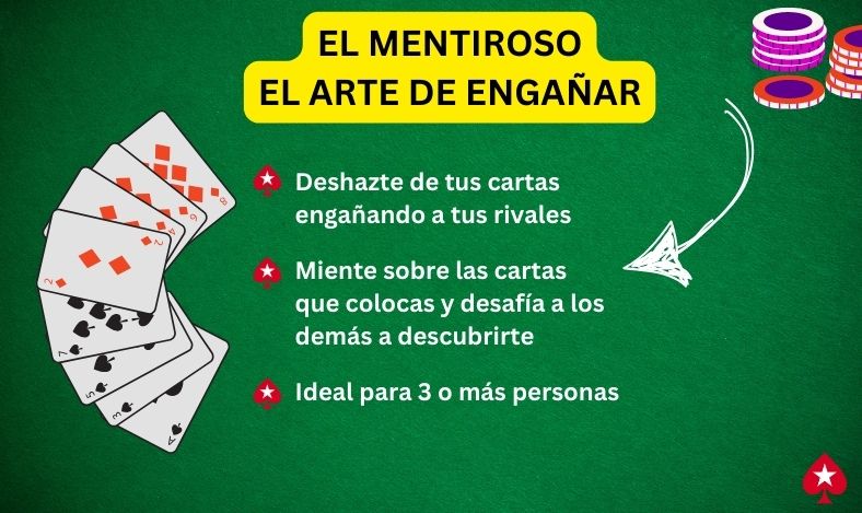 juegos de cartas para 3 personas baraja española el Mentiroso