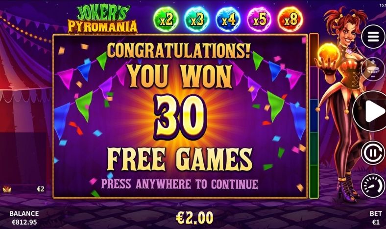 Joker's Pyromania Giros Gratis