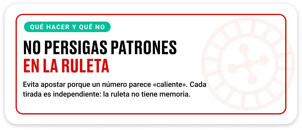 Consejo de no buscar patrones en ruleta electrónica española