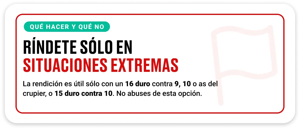 Explicación sobre cuándo rendirse en el blackjack para minimizar pérdidas