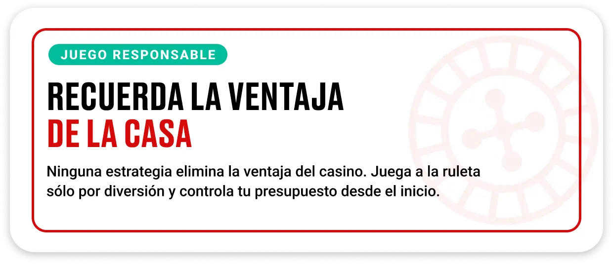 Recordatorio sobre la ventaja de la casa en la ruleta y juego responsable