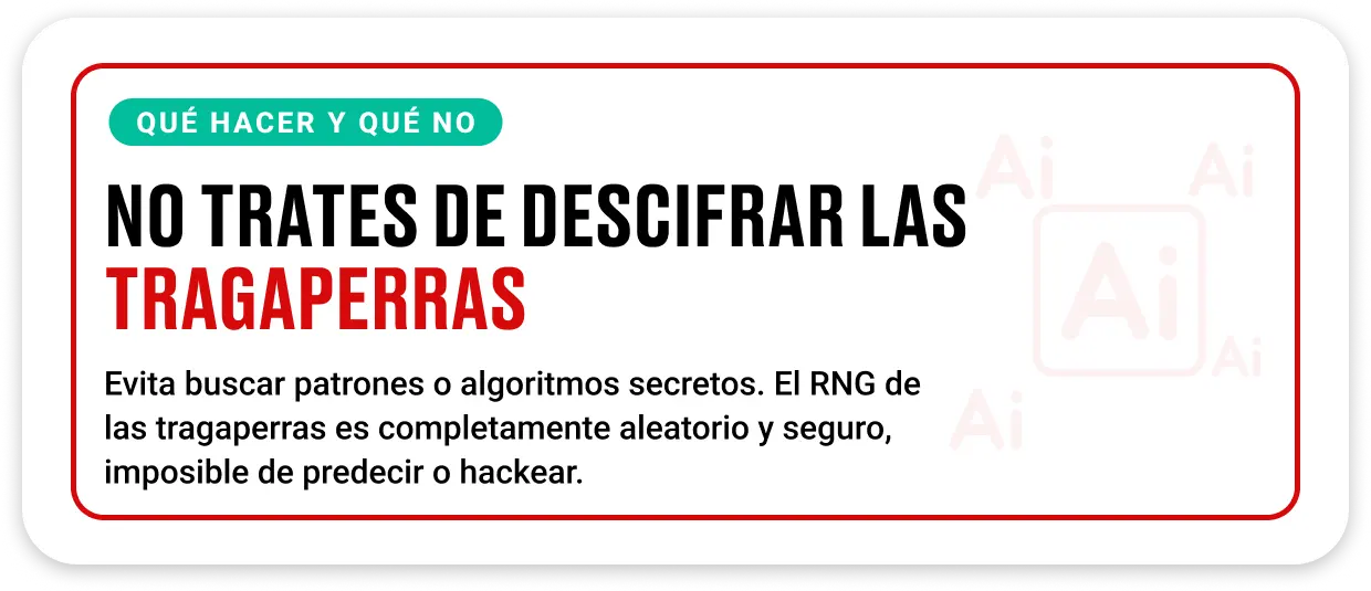 jugador pensando frente a una máquina tragaperras, representando la imposibilidad de predecir el resultado