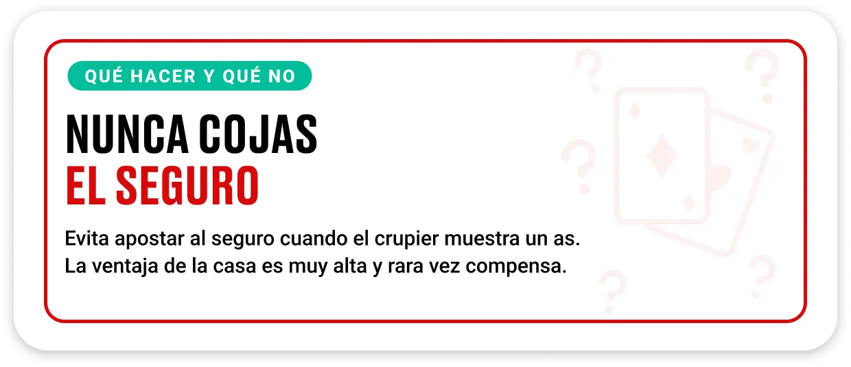 Evitar la apuesta de seguro en blackjack porque no es rentable