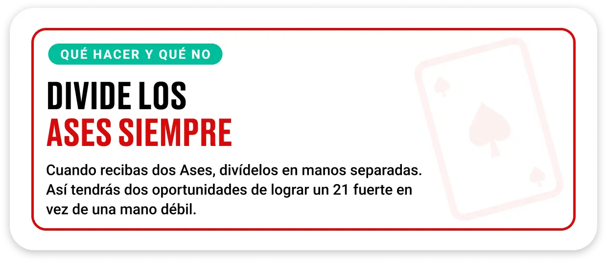 Dos manos en blackjack cada una con un As dividido