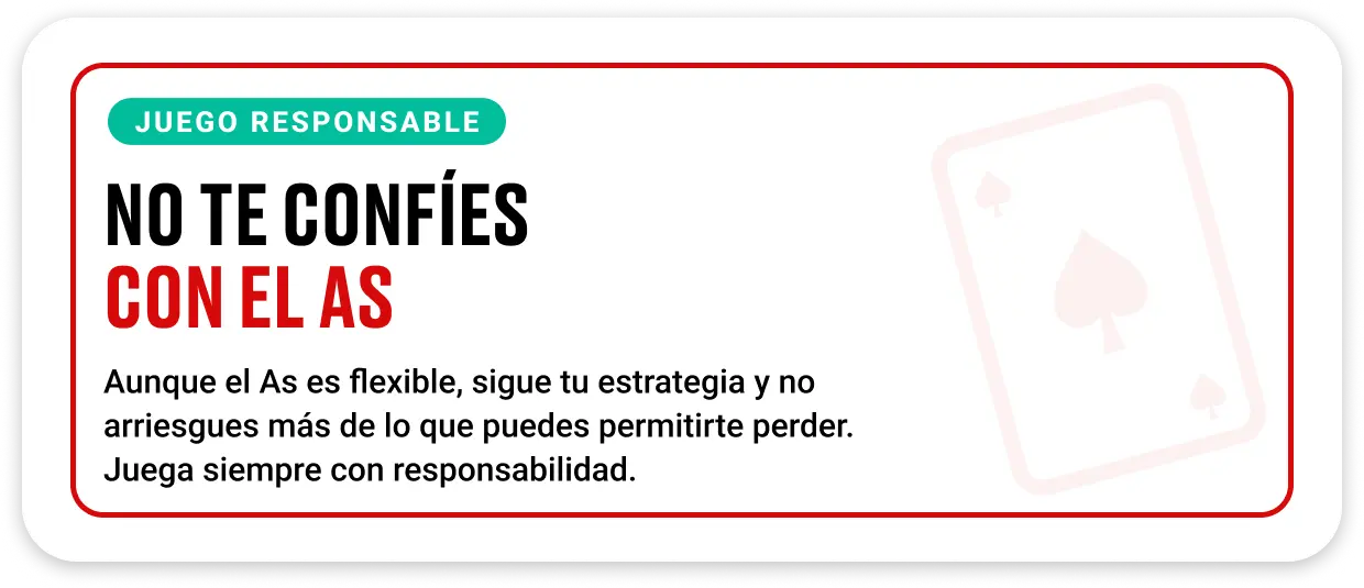 Jugador de blackjack gestionando su presupuesto con carta de As