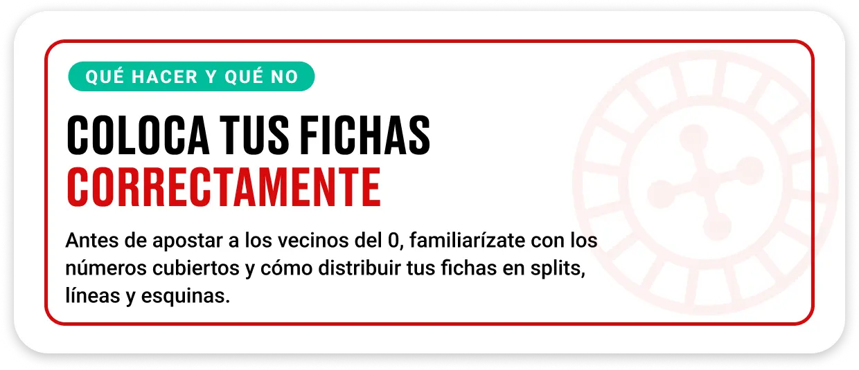 Cómo colocar fichas en la apuesta vecinos del 0 en ruleta
