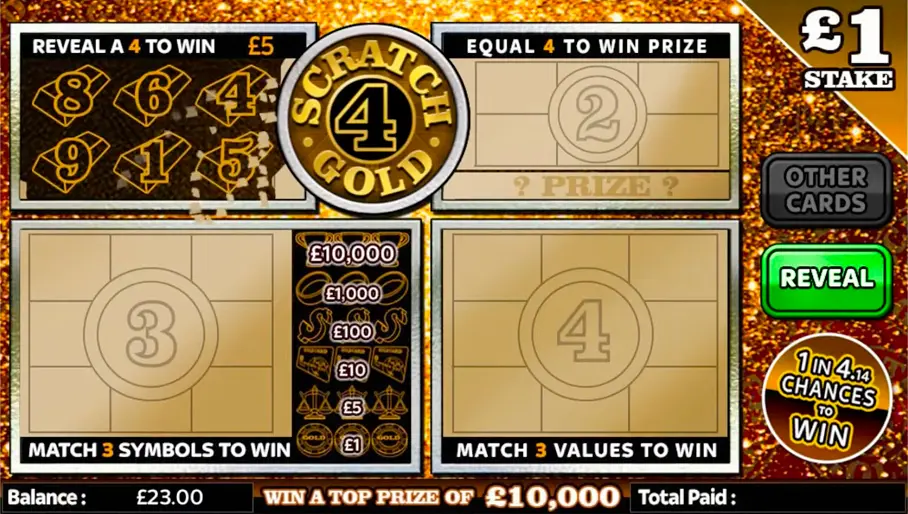 Scratch 4 Gold Scratchcard